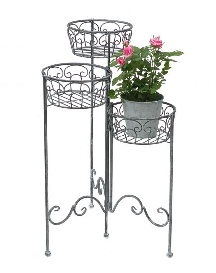 DanDiBo Blumentreppe Metall Rund 75 cm Blumenständer mit 3 Körbe 96012 Blumenständer Blumensäule Pflanzenständer