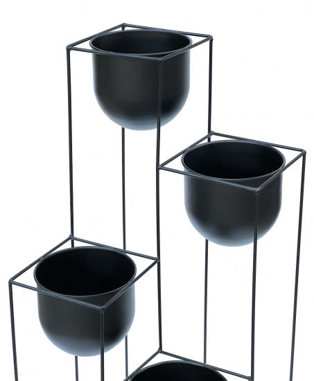 Preview: DanDiBo Blumentreppe Metall Schwarz 90 cm Pflanzentreppe mit Topf Innen Indoor Blumenständer 210015 Blumensäule Modern Pflanzenständer Blumenhocker