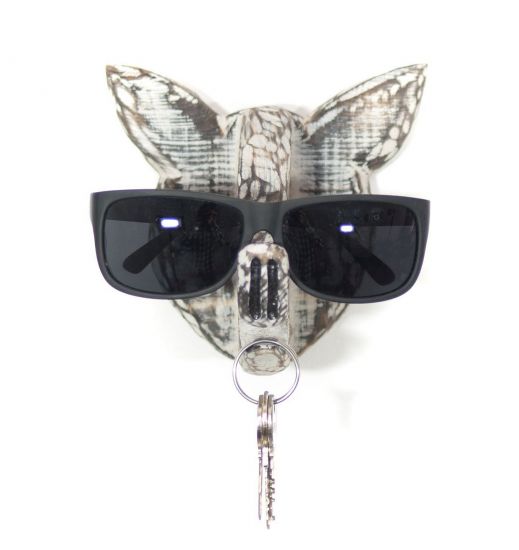 DanDiBo glasses holder wall glasses rack 93913 key holder pig handmade coat hook wood