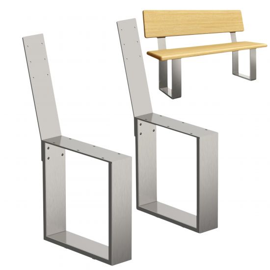 DanDiBo 2x Bankgestell mit Lehne Edelstahl Metall Set DIY Bank Füße Bankkufen Bankbeine 96632 Sitzgestell für Gartenbank Robust Stabil