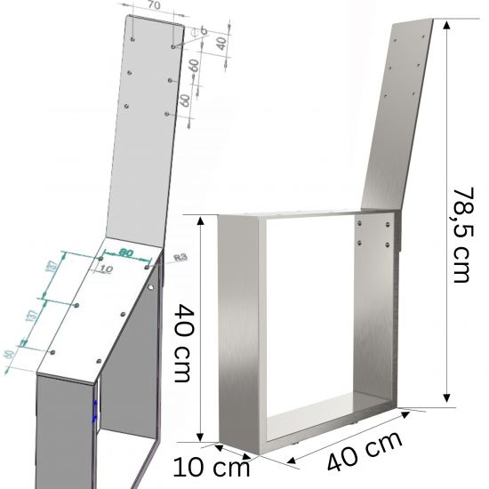Preview: DanDiBo 2x Bankgestell mit Lehne Edelstahl Metall Set DIY Bank Füße Bankkufen Bankbeine 96632 Sitzgestell für Gartenbank Robust Stabil