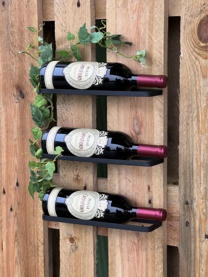 DanDiBo Weinhalter Metall Schwarz 3er Set Weinregal  Weinflaschen Flaschen 96419 Halter Wandregal Regal