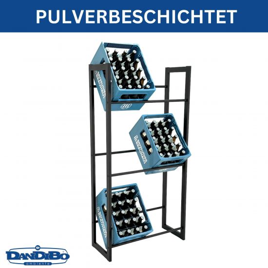 DanDiBo Bierkistenregal 6 Kisten Schwarz Metall Stehend 96563 Getränkekistenhalter 71 cm Getränkekistenständer Flaschenkistenregal