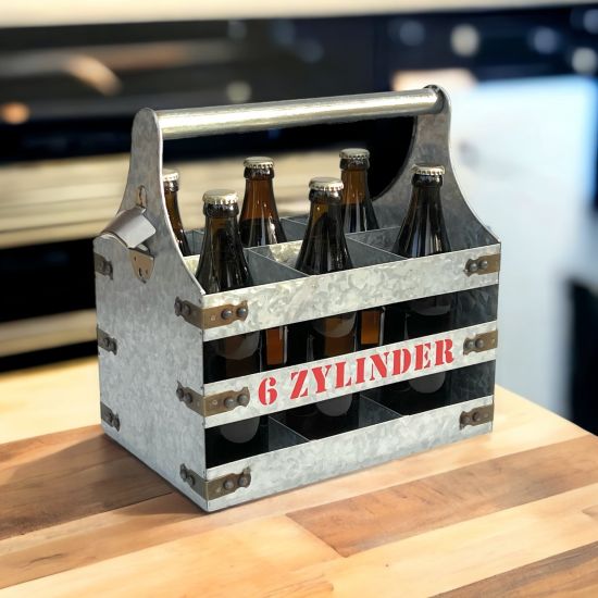 DanDiBo beer carrier metal with opener bottle carrier 6 cylinder V6 96402 bottle carrier bottle opener bottle basket men's handbag men's gifts