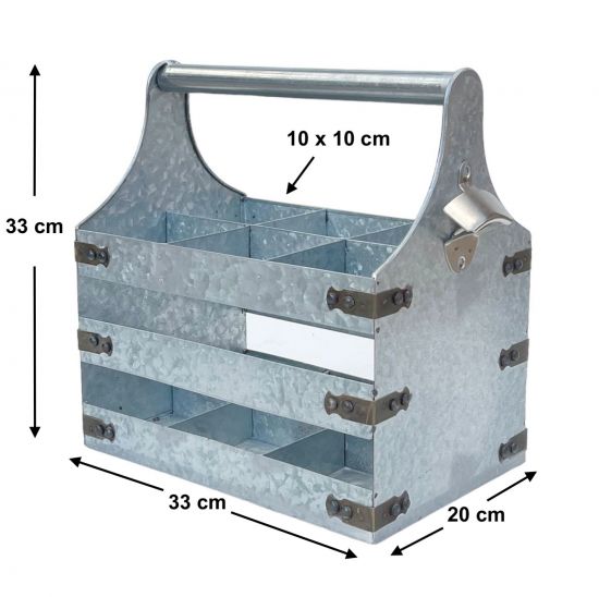 Preview: DanDiBo Bierträger Metall mit Öffner 96403 Flaschenträger 6 Flaschen Flaschenöffner Flaschenkorb Männerhandtasche Männergeschenke