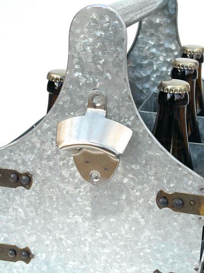 Preview: DanDiBo Bierträger Metall mit Öffner 96403 Flaschenträger 6 Flaschen Flaschenöffner Flaschenkorb Männerhandtasche Männergeschenke