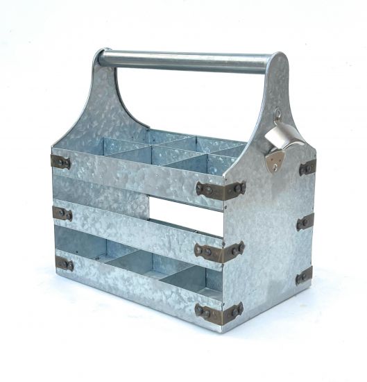 DanDiBo Beer carrier metal with opener 96403 Bottle carrier 6 bottles Bottle opener Bottle basket Men's handbag Gifts for men