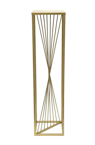 DanDiBo Blumenhocker Metall Gold Eckig 100 cm Blumenständer Beistelltisch 96567 Blumensäule Design Modern Pflanzenständer Pflanzenhocker