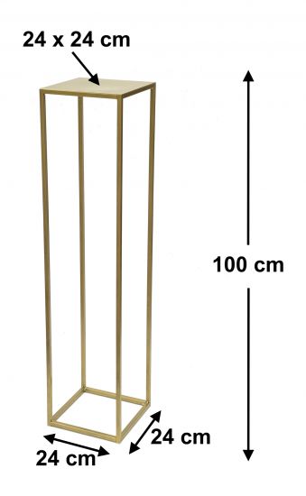 Preview: DanDiBo Blumenhocker Metall Gold Eckig 100 cm Blumenständer Beistelltisch 96570 Blumensäule Modern Pflanzenständer Pflanzenhocker