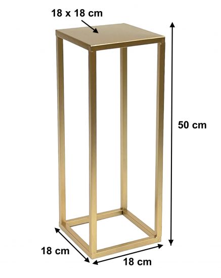 Preview: DanDiBo Blumenhocker Metall Gold Eckig 50 cm Blumenständer Beistelltisch 96506 S Blumensäule Modern Pflanzenständer Pflanzenhocker