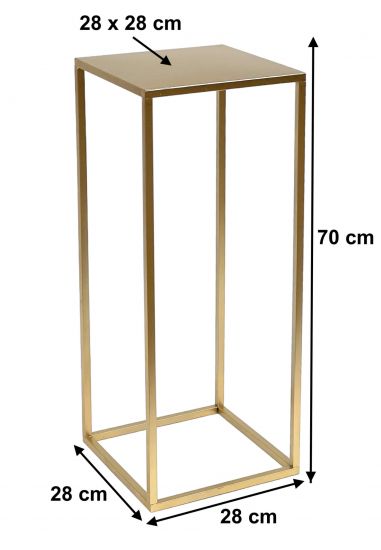 Preview: DanDiBo Blumenhocker Metall Gold Eckig 70 cm Blumenständer Beistelltisch 96506 L Blumensäule Modern Pflanzenständer Pflanzenhocker