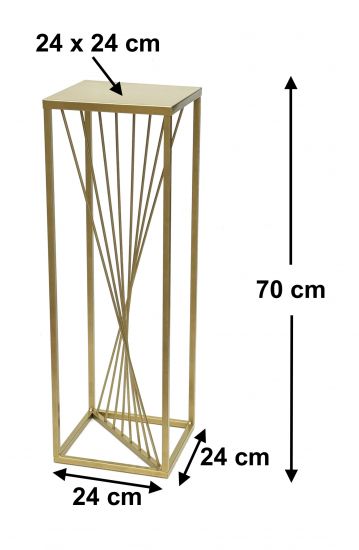 Preview: DanDiBo Blumenhocker Metall Gold Eckig 70 cm Blumenständer Beistelltisch 96565 Blumensäule Design Modern Pflanzenständer Pflanzenhocker
