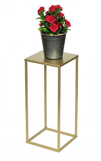 DanDiBo Blumenhocker Metall Gold Eckig S 42 cm Blumenständer Beistelltisch 96406 Blumensäule Modern Pflanzenständer Pflanzenhocker