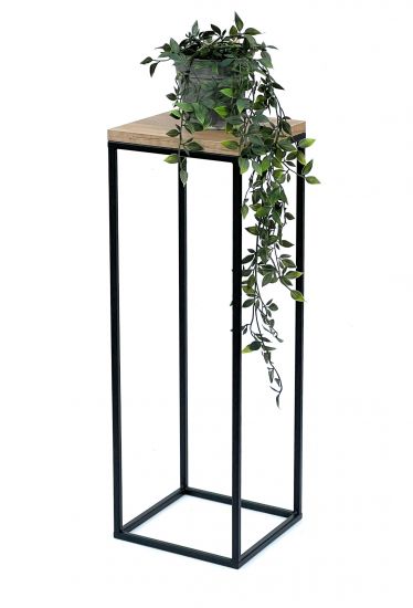DanDiBo Blumenhocker Metall Holz Schwarz Eckig 70 cm Blumenständer Beistelltisch 96352 Blumensäule Modern Pflanzenständer Pflanzenhocker