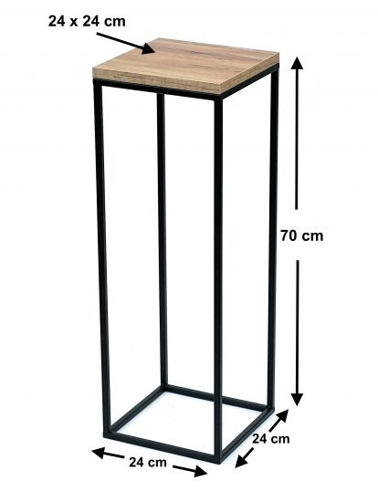 Preview: DanDiBo Blumenhocker Metall Holz Schwarz Eckig 70 cm Blumenständer Beistelltisch 96352 Blumensäule Modern Pflanzenständer Pflanzenhocker
