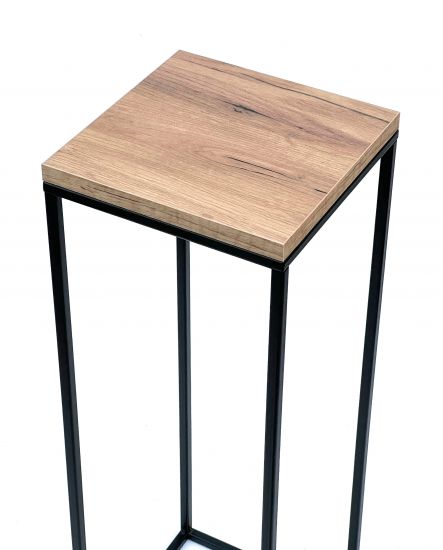 Preview: DanDiBo Blumenhocker Metall Holz Schwarz Eckig 70 cm Blumenständer Beistelltisch 96352 Blumensäule Modern Pflanzenständer Pflanzenhocker