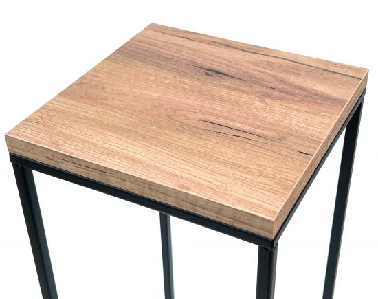 Preview: DanDiBo Blumenhocker Metall Holz Schwarz Eckig 70 cm Blumenständer Beistelltisch 96352 Blumensäule Modern Pflanzenständer Pflanzenhocker