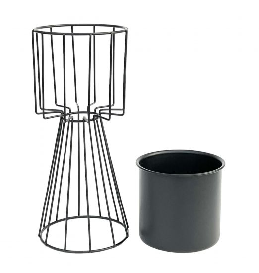 Preview: DanDiBo Blumenhocker Metall Schwarz 32 cm Blumenständer 96528 Blumensäule Modern Pflanzenständer Pflanzenhocker