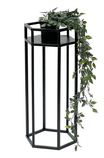 DanDiBo Blumenhocker Metall Schwarz 6eck 50 cm Blumenständer Blumensäule 96453 S Pflanzenhocker Modern Pflanzenständer