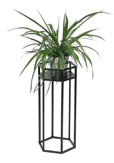 Preview: DanDiBo Blumenhocker Metall Schwarz 6eck 50 cm Blumenständer Blumensäule 96453 S Pflanzenhocker Modern Pflanzenständer