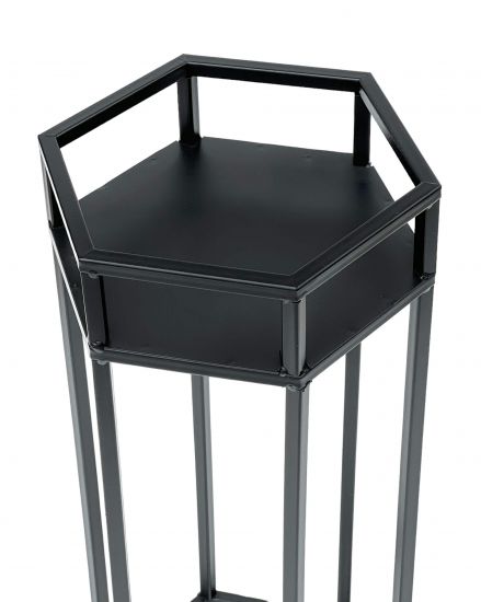 Preview: DanDiBo Blumenhocker Metall Schwarz 6eck 50 cm Blumenständer Blumensäule 96453 S Pflanzenhocker Modern Pflanzenständer