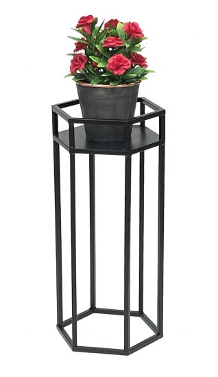 DanDiBo Blumenhocker Metall Schwarz 6eck 50 cm Blumenständer Blumensäule 96453 S Pflanzenhocker Modern Pflanzenständer