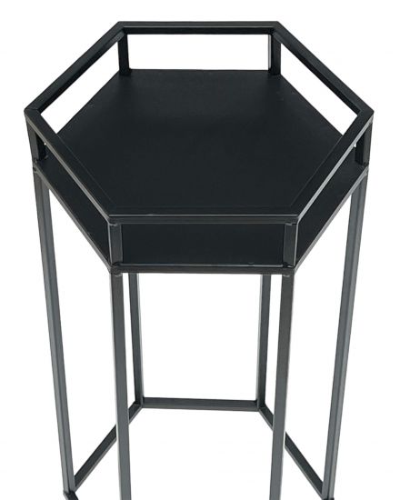 DanDiBo Blumenhocker Metall Schwarz 6eck 50 cm Blumenständer Blumensäule 96453 S Pflanzenhocker Modern Pflanzenständer