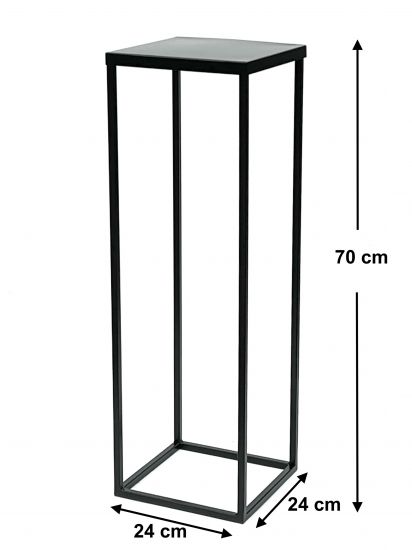 Preview: DanDiBo Blumenhocker Metall Schwarz 70 cm Eckig Blumenständer Beistelltisch FRA-005 Blumensäule Modern Pflanzenständer Pflanzenhocker
