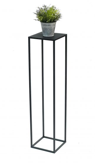 Preview: DanDiBo Blumenhocker Metall Schwarz Eckig 100 cm Blumenständer Beistelltisch 96351 Blumensäule Modern Pflanzenständer Pflanzenhocker