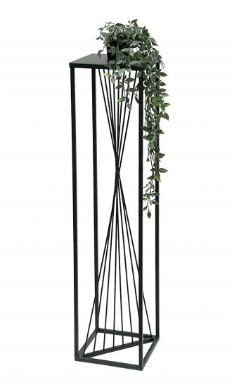 DanDiBo Blumenhocker Metall Schwarz Eckig 100 cm Blumenständer Beistelltisch 96458 Blumensäule Design Modern Pflanzenständer Pflanzenhocker