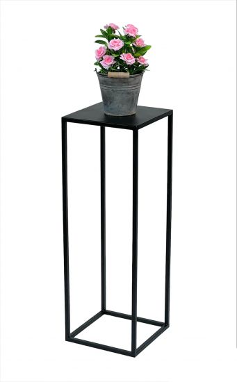 Preview: DanDiBo Blumenhocker Metall Schwarz Eckig 70 cm Blumenständer Beistelltisch 96350 Blumensäule Modern Pflanzenständer Pflanzenhocker