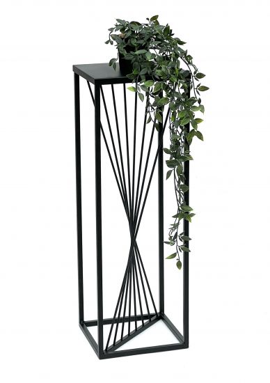 DanDiBo Blumenhocker Metall Schwarz Eckig 70 cm Blumenständer Beistelltisch 96457 Blumensäule Design Modern Pflanzenständer Pflanzenhocker