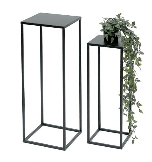DanDiBo Blumenhocker Metall Schwarz Eckig Blumenständer Beistelltisch 96315 2er Set Blumensäule Modern Pflanzenständer Pflanzenhocker