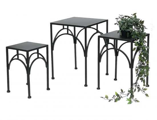 DanDiBo Blumenhocker Metall Schwarz Eckig Blumenständer Beistelltisch 96449 3er Set Pflanzenständer Blumensäule Modern