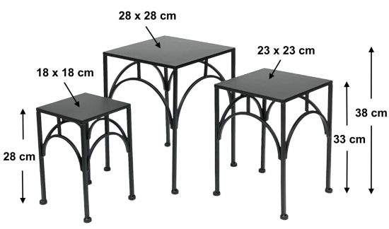 Preview: DanDiBo Blumenhocker Metall Schwarz Eckig Blumenständer Beistelltisch 96449 3er Set Pflanzenständer Blumensäule Modern