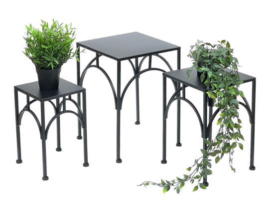 DanDiBo Blumenhocker Metall Schwarz Eckig Blumenständer Beistelltisch 96449 3er Set Pflanzenständer Blumensäule Modern