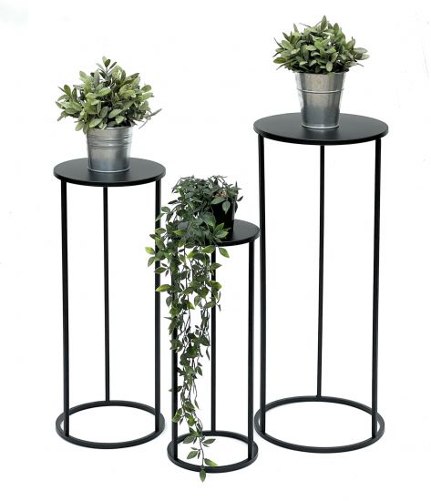 DanDiBo Blumenhocker Metall Schwarz Rund Blumenständer Beistelltisch 96316 3er Set Blumensäule Modern Pflanzenständer Pflanzenhocker