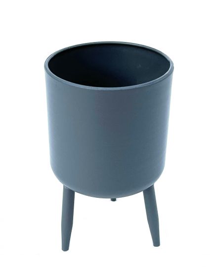 Preview: DanDiBo Blumentopf mit Füßen Pflanztopf Blumenkübel mit Beinen Metall Grau 17 cm 96260 S Modern Pflanzenständer