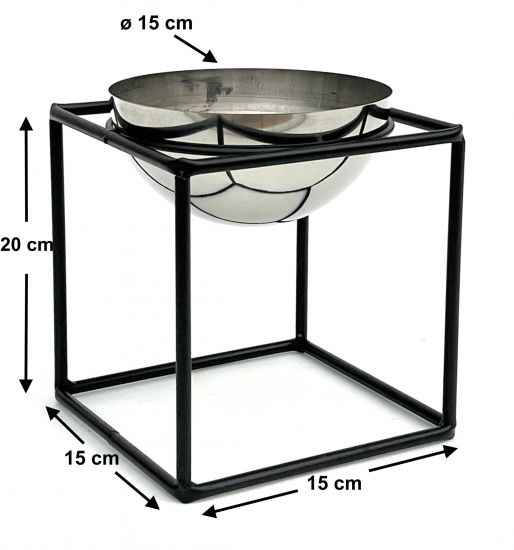 Preview: DanDiBo Blumenhocker Metall mit Topf Schwarz Silber 20 cm Blumenständer 96256 S Blumensäule Modern Pflanzenständer Pflanzenhocker