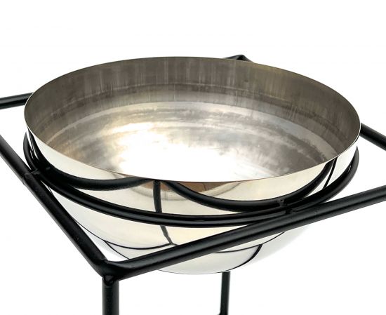 Preview: DanDiBo Blumenhocker Metall mit Topf Schwarz Silber 20 cm Blumenständer 96256 S Blumensäule Modern Pflanzenständer Pflanzenhocker