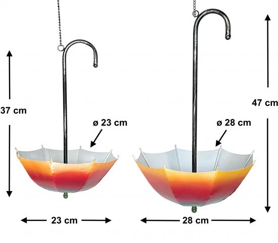 Preview: DanDiBo Blumenampel Metall Hängeampel mit Topf Innen Außen Regenschirm Hängepflanzen 2er Set 96258 Pflanzenhänger Blumenhänger Topfhänger Blumen