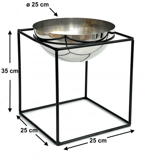 Preview: DanDiBo Blumenhocker Metall mit Topf Schwarz Silber 35 cm Blumenständer 96256 L Blumensäule Modern Pflanzenständer Pflanzenhocker