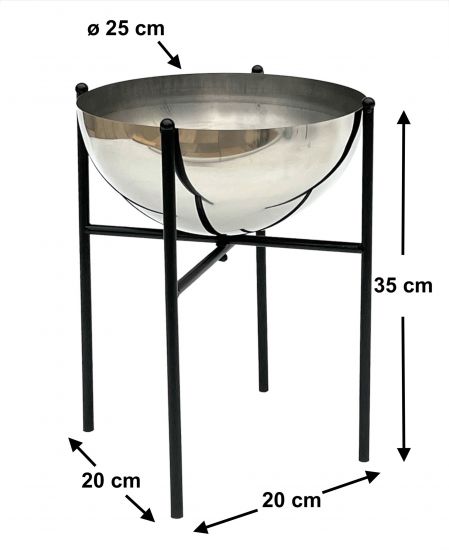 Preview: DanDiBo Blumenhocker Metall mit Topf Schwarz Silber 35 cm Blumenständer 96257 M Blumensäule Modern Pflanzenständer Pflanzenhocker