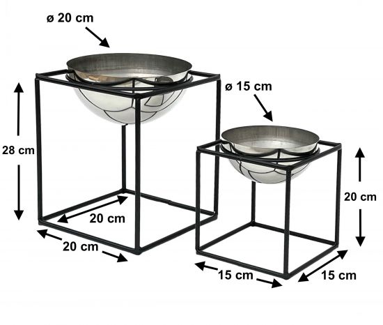 Preview: DanDiBo Blumenhocker Metall mit Topf Schwarz Silber Blumenständer 96256 2er Set Blumensäule Modern Pflanzenständer Pflanzenhocker