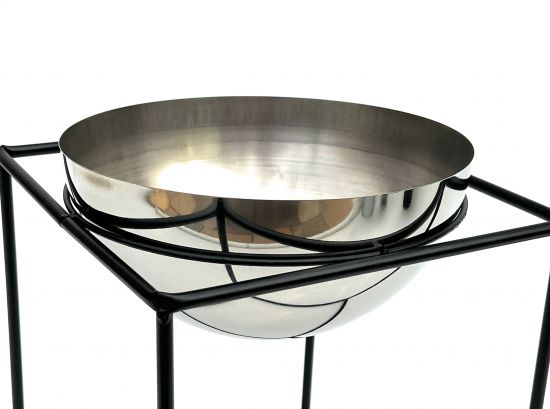 Preview: DanDiBo Blumenhocker Metall mit Topf Schwarz Silber Blumenständer 96256 2er Set Blumensäule Modern Pflanzenständer Pflanzenhocker