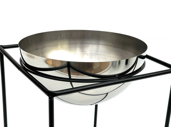 Preview: DanDiBo Blumenhocker Metall mit Topf Schwarz Silber Blumenständer 96256 3er Set Blumensäule Modern Pflanzenständer Pflanzenhocker