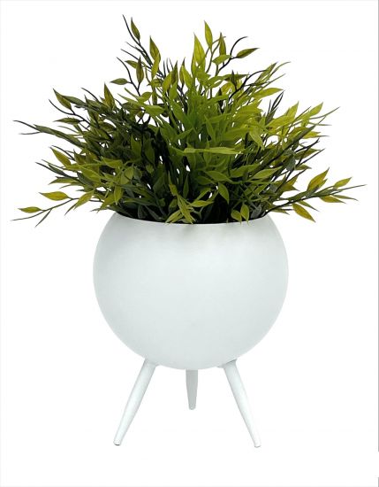 Preview: DanDiBo Blumenhocker Metall mit Topf Weiß 19 cm Blumenständer 96259 S Blumensäule Modern Pflanzenständer Pflanzenhocker
