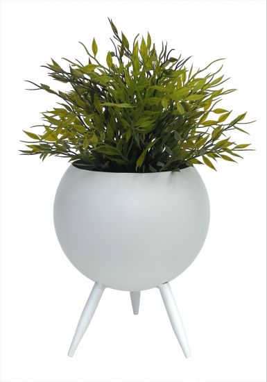 DanDiBo Blumenhocker Metall mit Topf Weiß 23 cm Blumenständer 96259 M Blumensäule Modern Pflanzenständer Pflanzenhocker