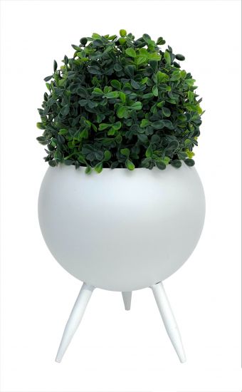 DanDiBo Blumenhocker Metall mit Topf Weiß 23 cm Blumenständer 96259 M Blumensäule Modern Pflanzenständer Pflanzenhocker