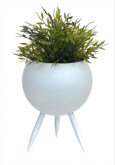 DanDiBo Blumenhocker Metall mit Topf Weiß 27 cm Blumenständer 96259 L Blumensäule Modern Pflanzenständer Pflanzenhocker
